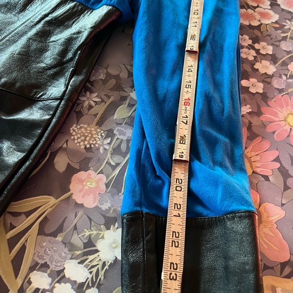 Blue and Black Leather Dress, - Picture 6 of 6